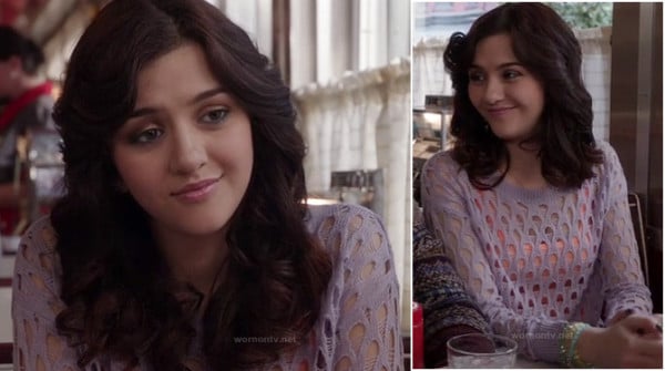 Maggies pastel purple sweater on The Carrie Diaries