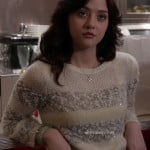Maggie’s white and grey striped sparkly sweater on The Carrie Diaries