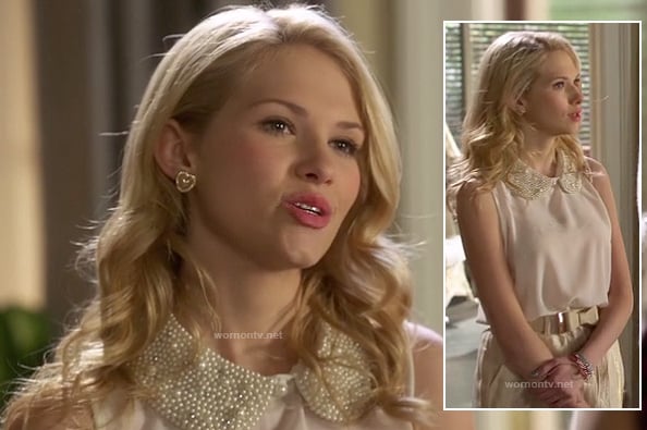 Magnolia's top with pearl embellished peter pan collar on Hart of Dixie