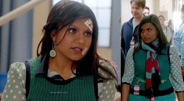 Mindy's mint green polka dot shirt on The Mindy Project