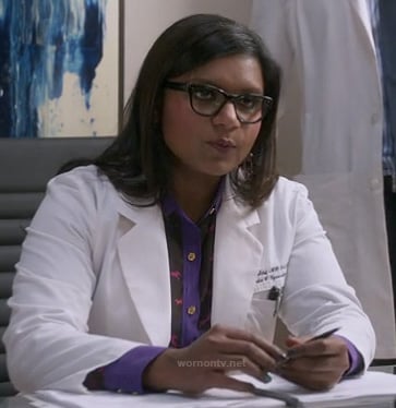 Mindy's purple and black horse shirt on The Mindy Project