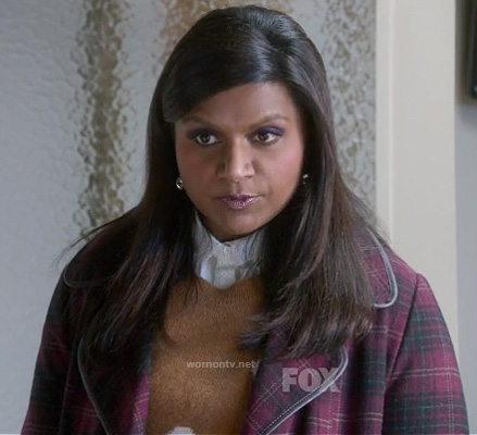 Mindy's red plaid coat on The Mindy Project