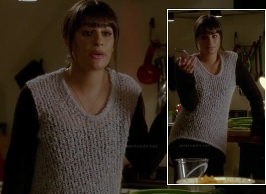 Rachel Berry's black and white colorblock sweater on Glee