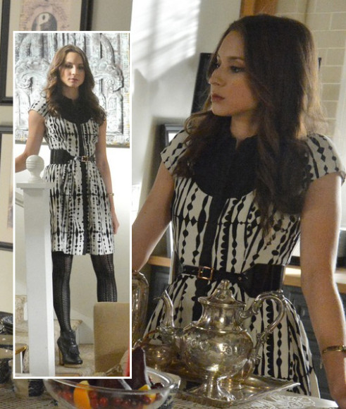 Spencer's black and white shirt dress on PLL