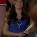 Tina’s blue lace dress with scissors necklace on Glee