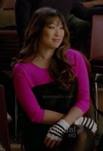 Tina's black and white striped fingerless gloves on Glee