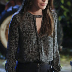 Zoe’s black printed shirt with keyhole cutout on Hart of Dixie