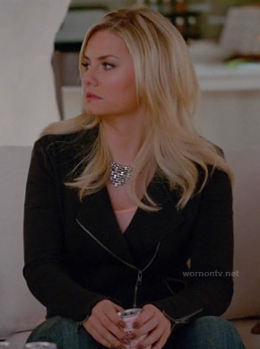 Alex’s black moto jacket on Happy Endings