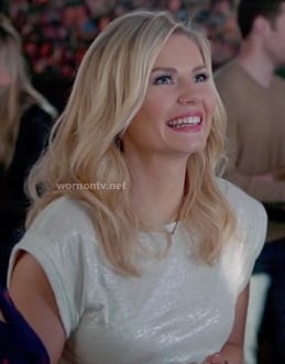 Alex’s white metallic tee on Happy Endings