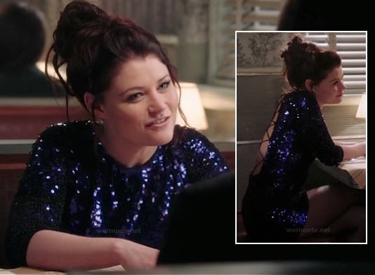 Belle's purple sequinned dress on OUAT