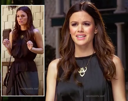 Rachel Bilsons black asymmetric draped top/dress on Hart of Dixie