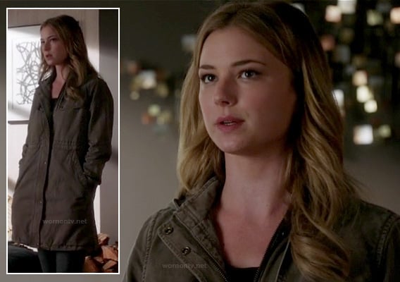 Emily's grey hooded coat on Revenge