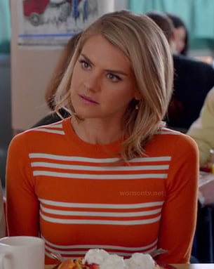 Jane’s orange and white striped top on Happy Endings