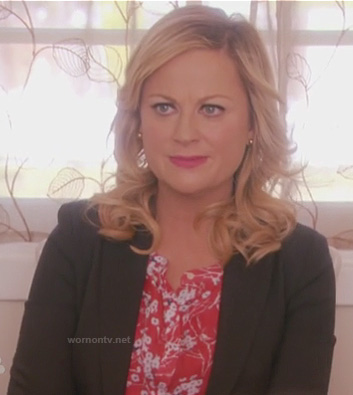 Leslie’s red cherry blossom print blouse on Parks and Recreation