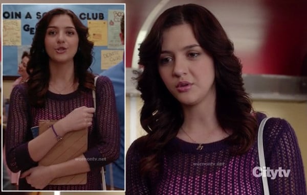 Maggie's purple mesh sweater on The Carrie Diaries