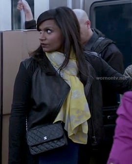 Mindy's black leather jacket on The Mindy Project