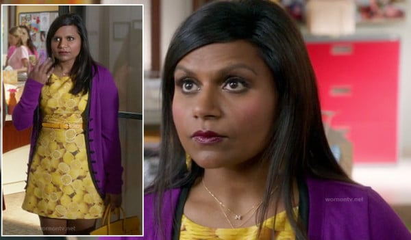 Mindy's yellow lemon print dress on The Mindy Project