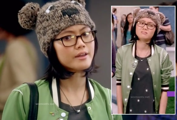 Ming’s koala bear beanie and green jacket on Awkward