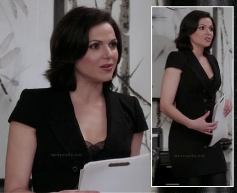 Regina's black short sleeved blazer dress on OUAT