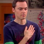Sheldon’s navy blue faded Superman shirt on The Big Bang Theory