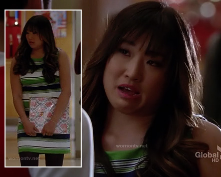 Tina’s green, white and navy striped dress on Glee