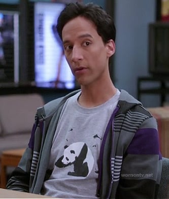 Abed’s grey panda and helicopter shirt on Community