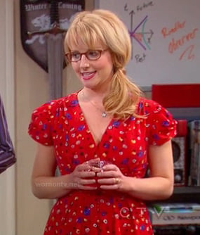 Bernadette’s red floral dress on The Big Bang Theory