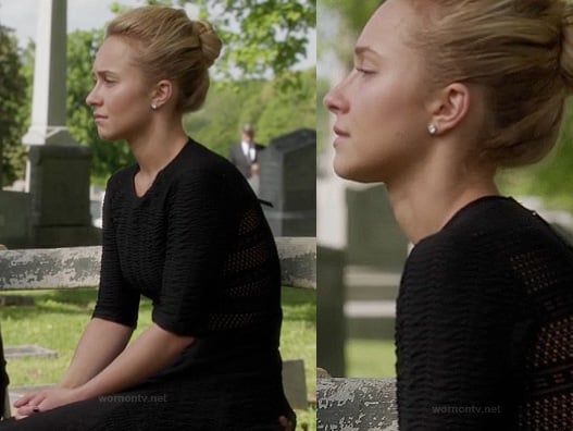 Juliette’s black mesh panel dress at the funeral on Nashville