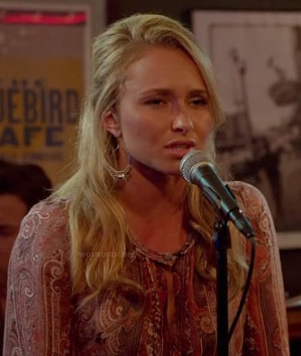 Juliette’s pink paisley blouse on Nashville