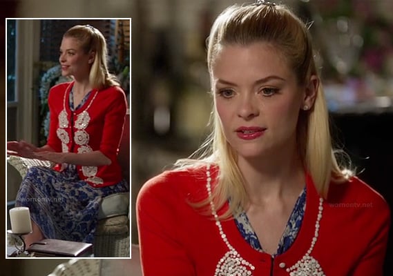 Lemon's red and white sequin spot sweater on Hart of Dixie