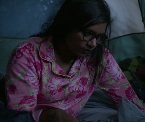 Mindy’s pink floral pajamas on The Mindy Project