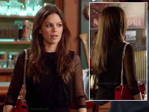 Rachel Bilsons black mesh sleeve dress on Hart of Dixie