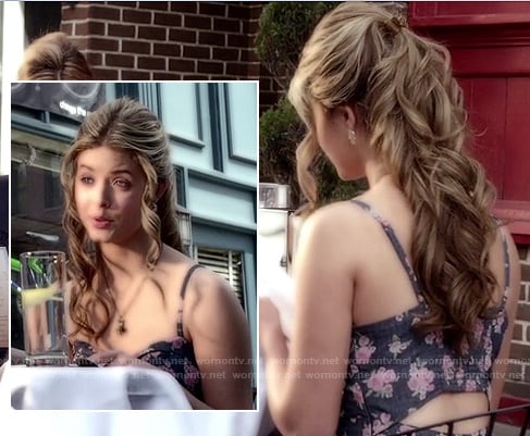 Alison's blue floral back cutout dress on PLL