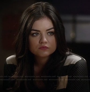 Aria's black and white striped top on PLL