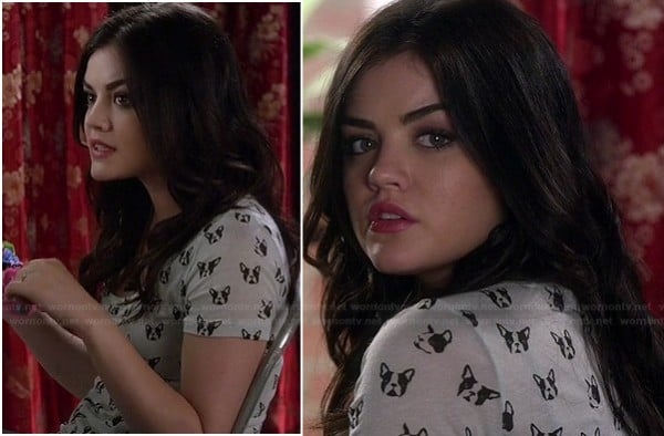 Aria's dog print top on PLL