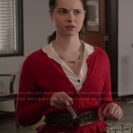 Bay’s red ruffled cardigan on Switched at Birth