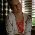 Brittany’s red striped dress and dog print cardigan on Glee