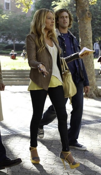 Chloe's taupe leather jacket on The Goodwin Games