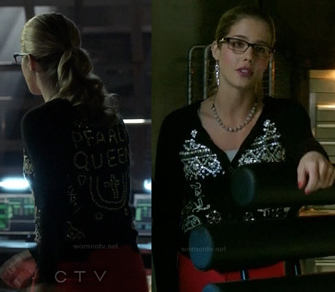 Felicity's Pearl Queen cardigan on Arrow