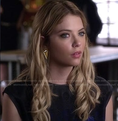 Hanna's blue and black top with crochet on PLL