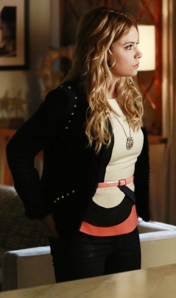 Hanna's colorblock peplum top on PLL