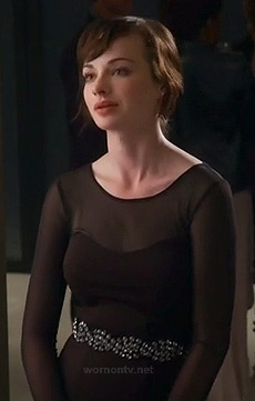 Jenna’s black dress with long sheer sleeves on Awkward