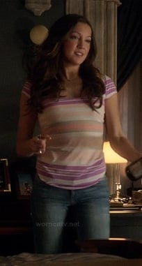 Laurel's multicolored striped tee on Arrow