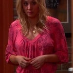 Penny’s pink rose print top on The Big Bang Theory