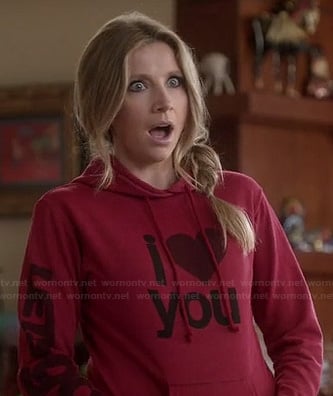 Polly's red "I Heart You" sweater on HTLWYP