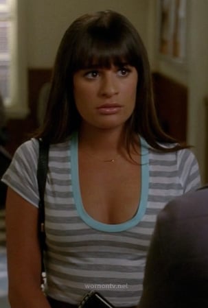 Rachel's grey and blue striped tshirt on Glee