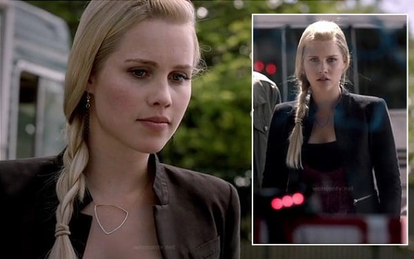 Rebekah's black coat with zips on TVD