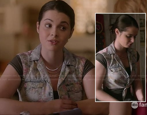 Bay’s floral tie front denimvest on Switched at Birth