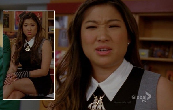 Tina's grey and black collared dress on glee