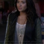Emily’s green and black leather jacket on Pretty Little Liars